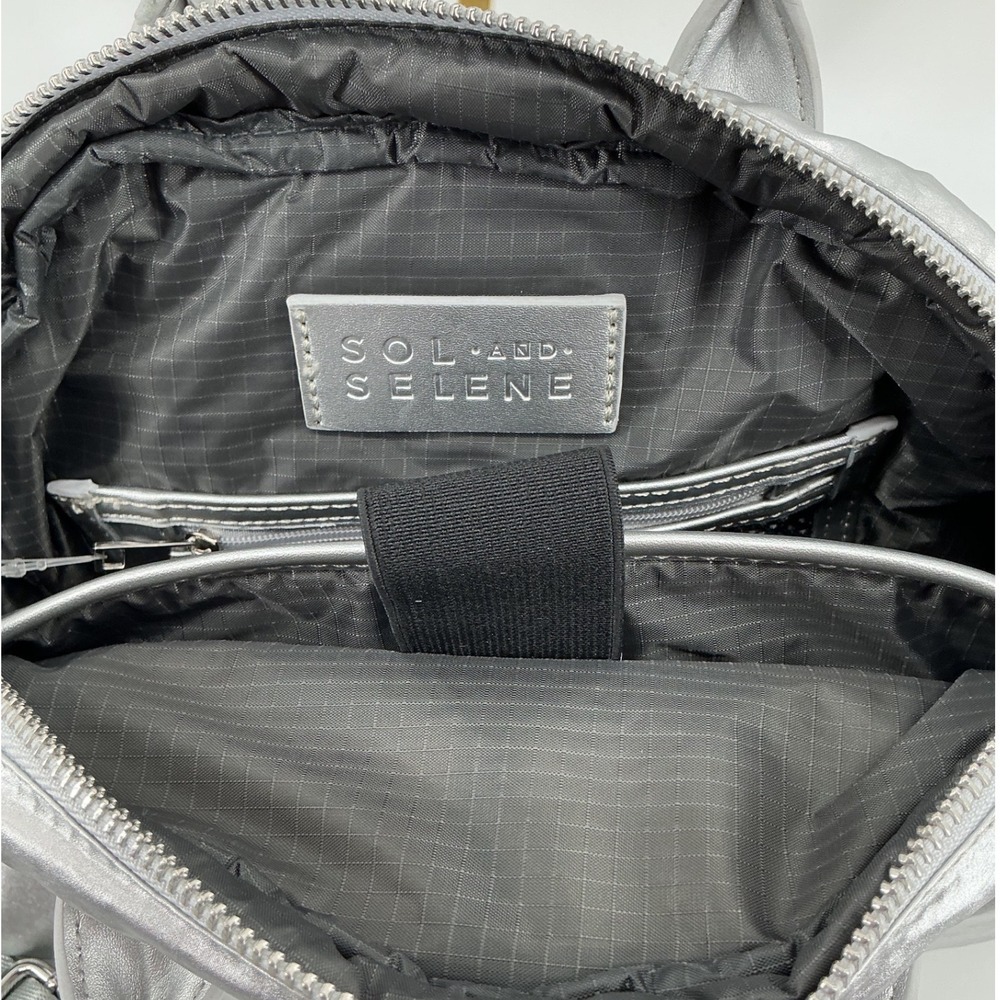 Sol and Selene Flying High Mini Metallic Silver Puffer Satchel Crossbody Bag NEW - Picture 5 of 8